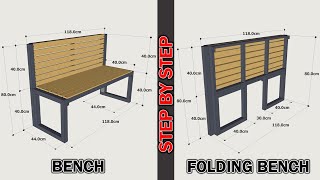 HOW TO MAKE A FOLDING BENCH  DETAILED  STEP BY STEP [upl. by Bridwell190]