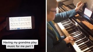 Grandma Plays Grandson Songs On Piano [upl. by Annig875]