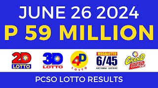 Lotto Result Today 9pm June 26 2024  PCSO Complete [upl. by Alliuqa886]