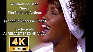 Whitney Houston sings ACAPELLA  The Star Spangled Banner National Anthem in 4K at 60fps [upl. by Ellerahs]