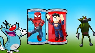 oggy and jack made super hero tycoon in roblox [upl. by Eirelam78]