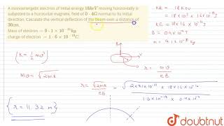 A monoenergetic electron of initial energy 18 keV moving horizontally is subjected to [upl. by Otilia]