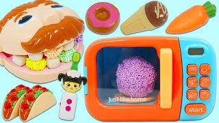 Feeding Mr Play Doh Head Using the Magic Toy Microwave [upl. by Rafaela356]