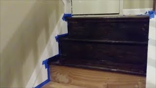 How To Stain Hardwood Stairs  Step By Step Refinish wood stairs [upl. by Anuahsat]