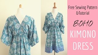 Boho Kimono Dress Sewing Tutorial [upl. by Arahas]