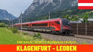 Cab Ride Klagenfurt  Vienna Part1 ÖBB Klagenfurt  Leoben Austria train drivers view 4K [upl. by Chapin]