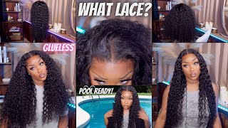 WHAT LACE 🫣🤔 GLUELESS PRE CUT  PRE PLUCKED BEGINNER WIG INSTALL 28 INCH WATER WAVE X RESHINE HAIR [upl. by Phene]