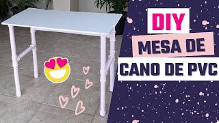 MESA DE CANO DE PVC PARA HOME OFFICE  Artes DIY Amanda [upl. by Akirahc]