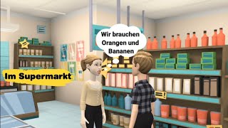 Im Supermarkt  Einkaufen  Deutsch lernen mit Dialogen [upl. by Enyallij]