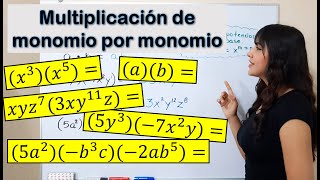 Multiplicación de monomio por monomio paso a paso Ejemplos resueltos [upl. by Dahsra]