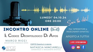 INCONTRO ONLINE  IL CODICE DEONTOLOGICO DI APOS [upl. by Odnomor984]