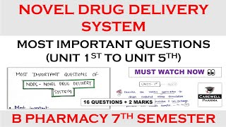 ndds 7th semester important questions  Novel Drug Delivery System 7th semester important questions [upl. by Pirri]