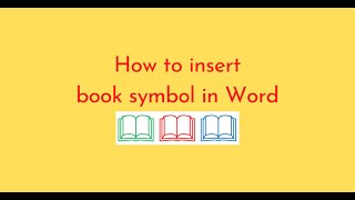 How to insert book symbol in Word [upl. by Solnit887]