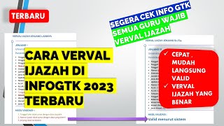 CARA VERVAL IJAZAH DI INFO GTK 2023 TERBARU [upl. by Nifares]