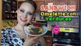 Sandwich de Omelette con Verduras ♥ Spinach Omelette Sandwich Recipe [upl. by Ayoral]