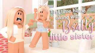 First Time HOME ALONE with BRATTY Little Sister  Roblox Bloxburg Roleplay [upl. by Clari723]