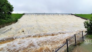 Toddbrook Reservoir Whaley Bridge Derbyshire Peak District in Full Flood [upl. by Noirrad760]