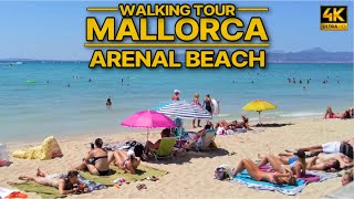 Mallorca  SArenal Beach  Summer walking tour in Spain 4k60FPS [upl. by Gschu]