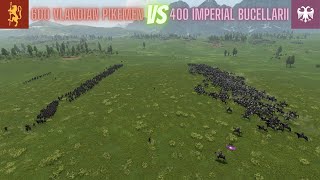 600 Vlandian Pikemen vs 400 Imperial Bucellarii bannerlord [upl. by Nodnyl441]