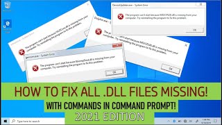 HOW TO FIX ALL DLL FILES MISSING IN WINDOWS 1087 WITH COMMAND IN COMMAND PROMPT  2021 EDITION [upl. by Larrisa]