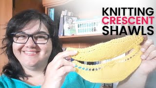 How to Knit Simple Crescent Shawl Part 2 Two Yarn Over Eyelet Row [upl. by Esom988]