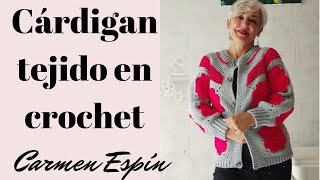 CARDIGAN TEJIDO EN CROCHET  diseño exclusivo de el canal [upl. by Ahserak]