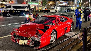 Supercar Disaster in Tokyo Ferrari Smashes into Maybach [upl. by Cyprio]