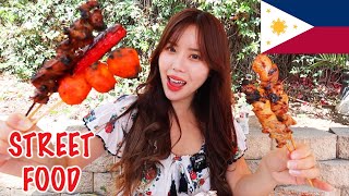 FILIPINO STREET FOOD MUKBANG 먹방 Kwek Kwek Kikiam Lobster Ball Lumpia Shumai Chicken Pork [upl. by Atibat]