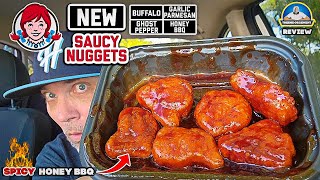 Wendys® Spicy Honey BBQ Saucy Nuggets Review 🌶️🍯🐔  NEW Saucy Nuggets  theendorsement [upl. by Fulbright]