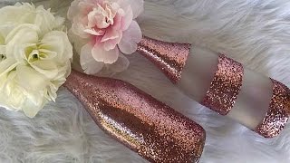 DIY ROSE GOLD and GLITTER WINE BOTTLE CENTERPIECE  Wedding  Baby Shower [upl. by Lyrradal]