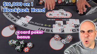 16000 on 1 Blackjack Hand with Bonus 4 Card Poker  112 [upl. by Ailem]