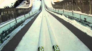 Go Pro Hero HD Ski Jump Holmenkollen Oslo plenty kmhr on launch HELMETCAM NORWAY [upl. by Neehsar]