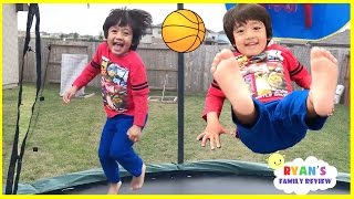 Kids First Time Surprise Giant Trampoline Family Fun Playtime with Ryans Family review [upl. by Ahsenev]