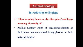 Animal Ecology [upl. by Enovaj909]