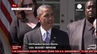 Obama on US govt shutdown over Obamacare recorded live feed [upl. by Pandora223]