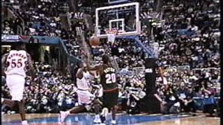 Latrell Sprewell Dunks Over Dikembe Mutombo Scottie Pippen 1997 AllStar Game [upl. by Enihsnus]