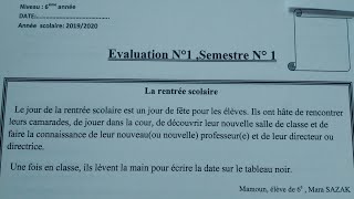 exemple dévaluation N1 semestre 1 6ème année primaire CE6 [upl. by Ahsrav]