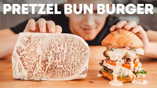 Pretzel Bun Wagyu Burger [upl. by Lilli452]