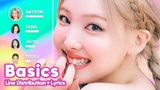 TWICE  Basics Line Distribution  Lyrics Karaoke PATREON REQUESTED [upl. by Thorsten260]