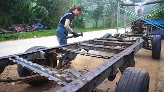 Repair and restore 50 year old Toyota cars into trucks Part 2 reinforces the frame [upl. by Otreblanauj71]