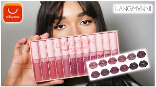 Langmanni 12 Set Liquid Lipsticks  Aliexpress Review [upl. by Bergwall]