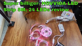 Super billiger HOVVIDA LED Strip 5M 24 LEDs review [upl. by Engdahl]