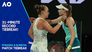 The Longest Singles Tiebreak in Grand Slam History  Rybakina v Blinkova  Australian Open 2024 [upl. by Trilly]