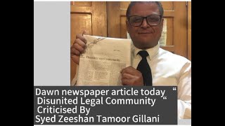 Critic on Dawn newspaper article 011124 “ Disunited Legal Community [upl. by Merla]