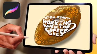 Coffee  Procreate tutorial 200 [upl. by Ahsats]