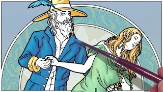 Drawing Tom Bombadil and Goldberry  Art Nouveau [upl. by Leafar]