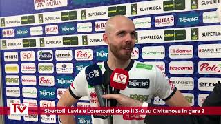 Sbertoli Lavia e Lorenzetti dopo il 30 in gara 2 di Semifinale Play Off su Civitanova [upl. by Nolyarb]