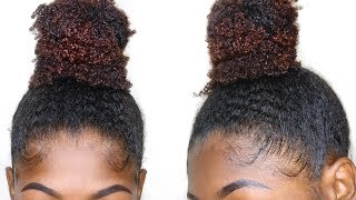 How to Top Knot Bun on THICK KINKY NATURAL HAIR  Short Medium Hair [upl. by Elok569]