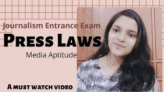 Press Laws and Important facts Journalism Entrance Exam [upl. by Anelrahs]