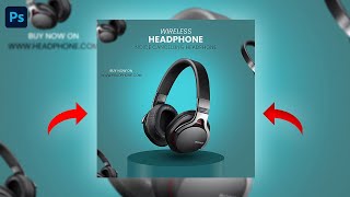 Photoshop Product Manipulation  Headphone Advertising Post Design  Hindi Tutorial photoshop [upl. by Rexana]